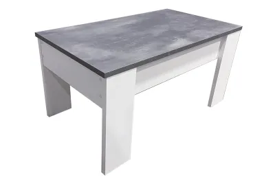 Mesa centro elevable Gala blanco-cemento