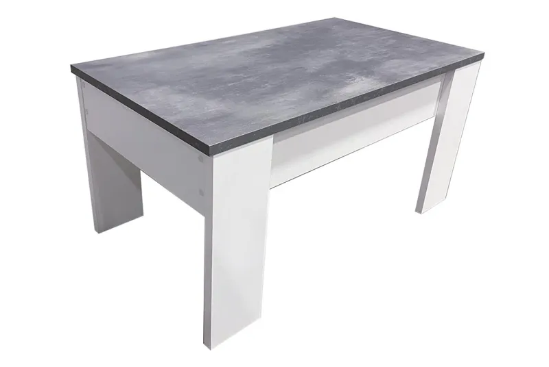 Mesa centro elevable Gala en color blanco-cemento | Diseño moderno y funcional