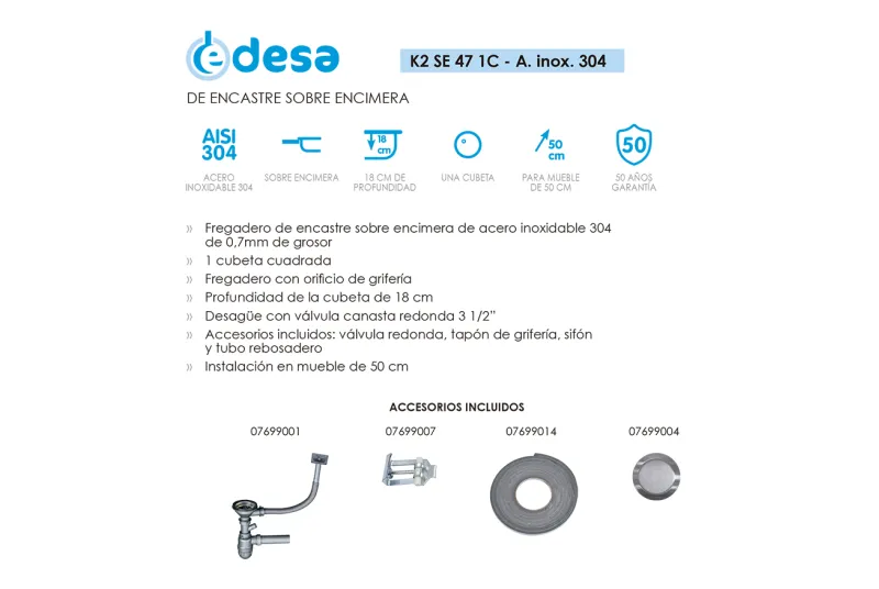 Fregadero de Cocina K2 SE 47 1C Electro | Compra en Alicante con Envío a Toda España