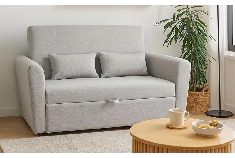 SOFA CAMA CON BRAZOS CIRO GRIS