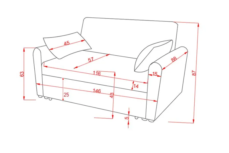 SOFA CAMA CON BRAZOS CIRO GRIS