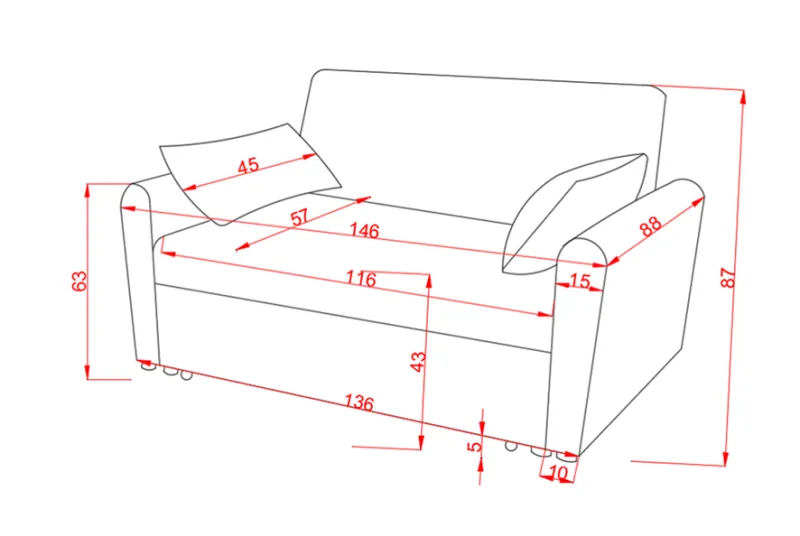 SOFA CAMA CON BRAZOS CIRO GRIS