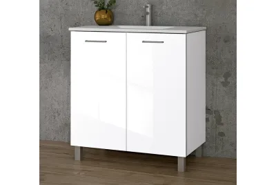 Módulo de baño con 2 cajones 80 cm 16 mm blanco brillo