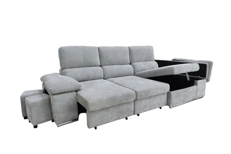 Chaise Longue Nadia Gris - Sillón de Descanso con Brazos Derecho