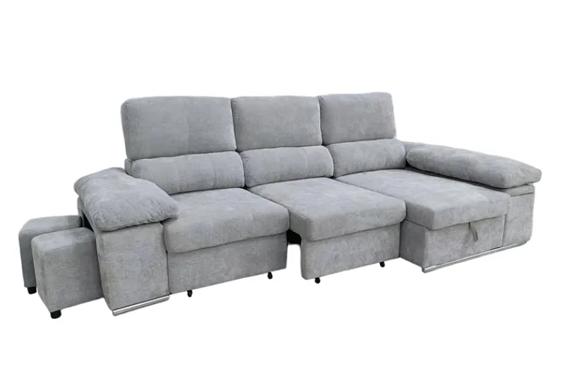 Chaise Longue Nadia Gris - Sillón de Descanso con Brazos Derecho