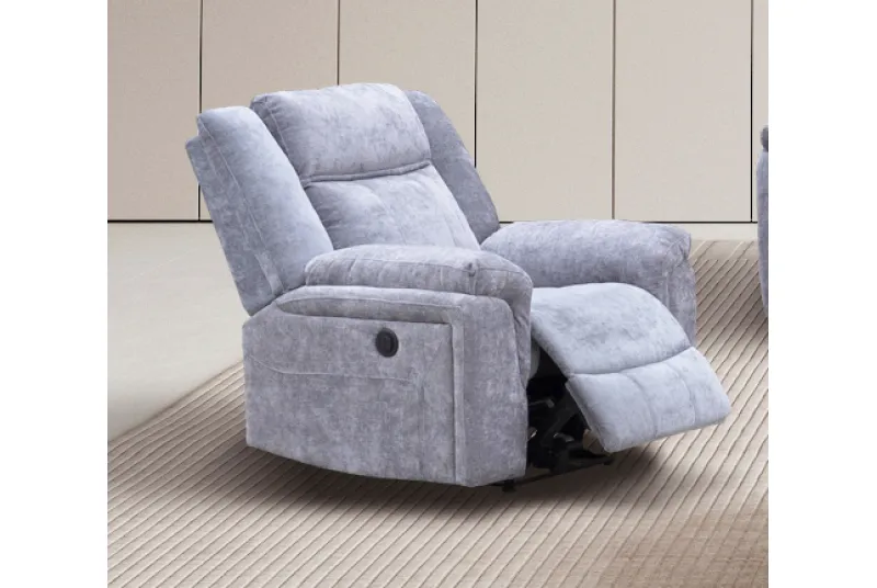 Sofá 1 Plaza Relax Eléctrico Troya Gris | Comodidad y Diseño