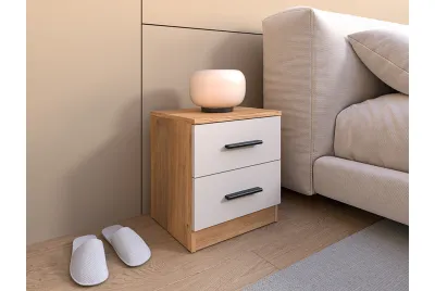 MESITA DE NOCHE 2 CAJONES ELBA MAUVELLA-BEIG