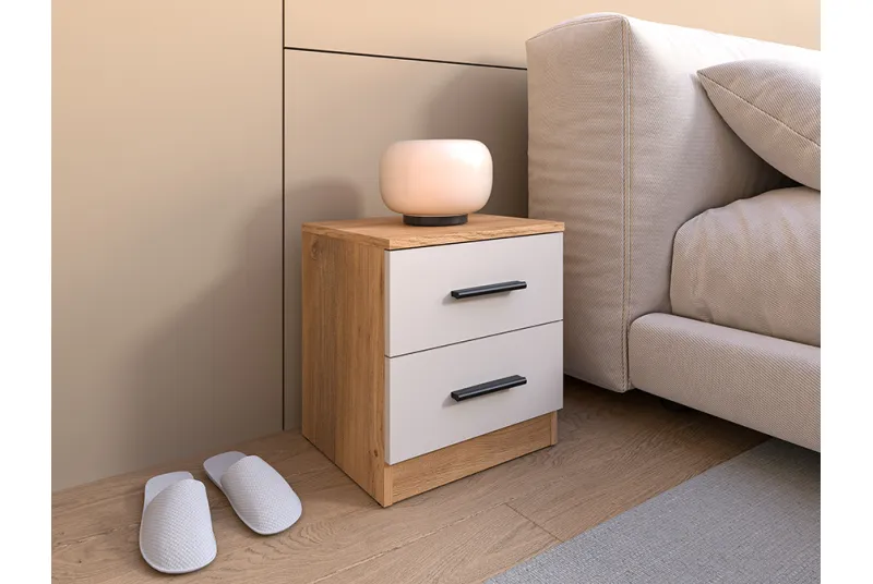 MESITA DE NOCHE 2 CAJONES ELBA MAUVELLA-BEIG