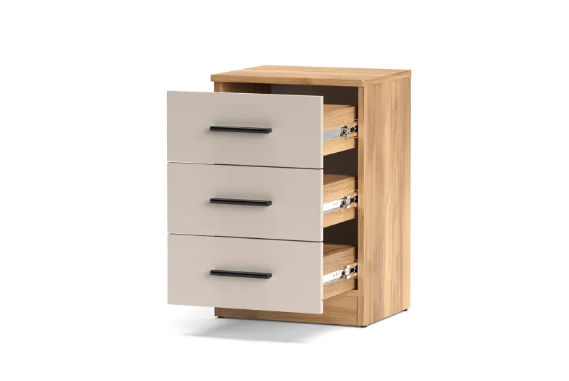 MESITA DE NOCHE 3 CAJONES ELBA MAUVELLA-BEIG