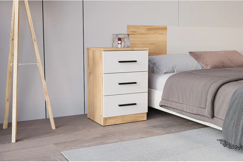 MESITA DE NOCHE 3 CAJONES ELBA MAUVELLA-BEIG