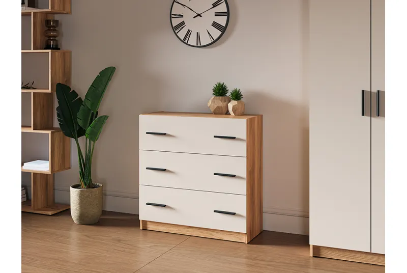 COMODA 3 CAJONES ELBA MAUVELLA-BEIG