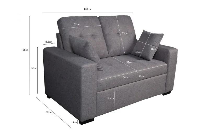 SOFA 2 PLAZAS EGEO TAP.MALMO 90 GRIS