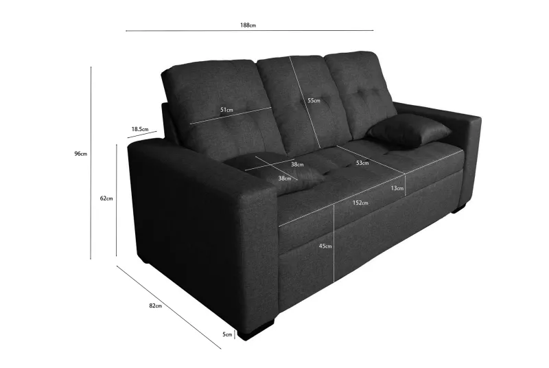 SOFA 3 PLAZAS EGEO TAP.MALMO 90 GRIS