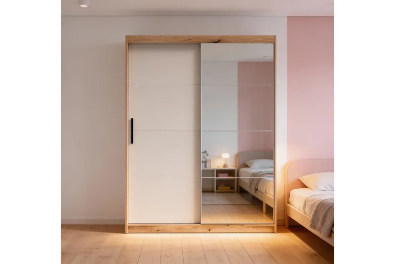 ARMARIO 2P. CORREDERA C/ESPEJO 150CM INOVA MAUVELLA-BEIG
