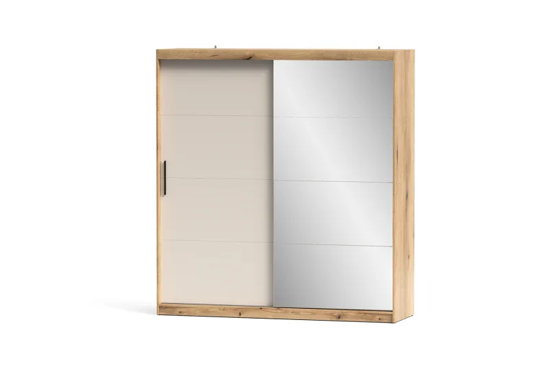 ARMARIO 2P. CORREDERA C/ESPEJO 200CM INOVA MAUVELLA-BEIG