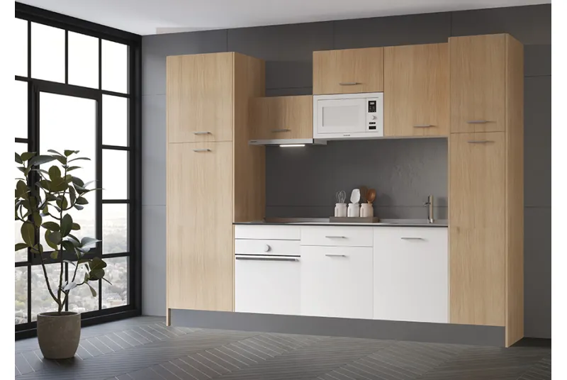 EXPORT COMPOSICION 02 COCINA 280CM ROBLE-BLANCO