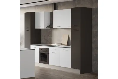 EXPORT COMPOSICION 04  COCINA 320CM -SIN ISLA- BLANCO-ANTRACITA