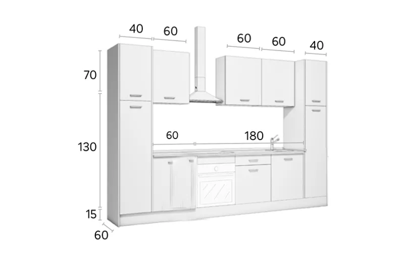 EXPORT COMPOSICION 04  COCINA 320CM -SIN ISLA- BLANCO-ANTRACITA