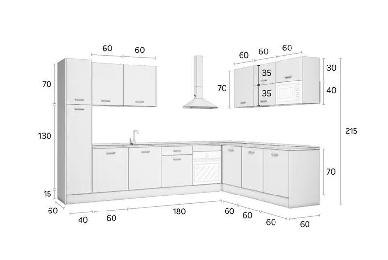 EXPORT COMPOSICION 05 COCINA 340X240CM ROBLE-ANTRACITA