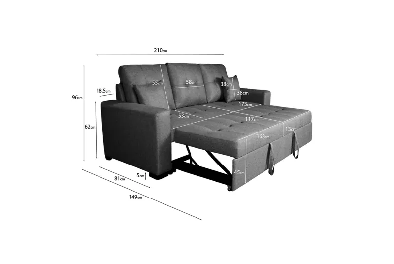 SOFA CAMA 3 PLAZAS SENRA TAP.MALMO 90 GRIS