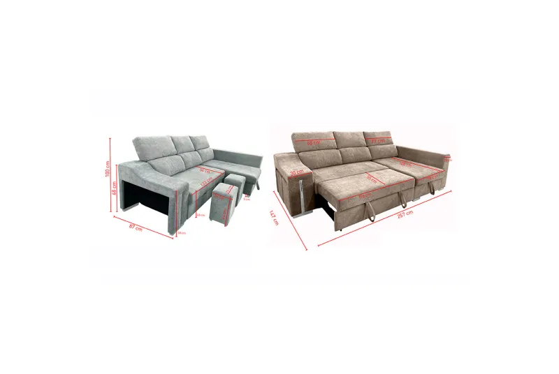SHAISELONGUE CAMA IZDA. CARLA GRIS