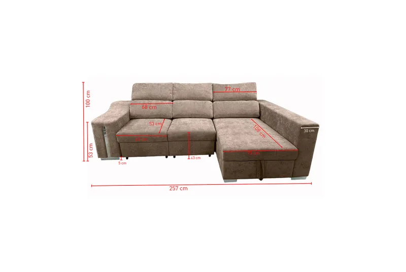 SHAISELONGUE CAMA XL IZDA. MENUA GRIS