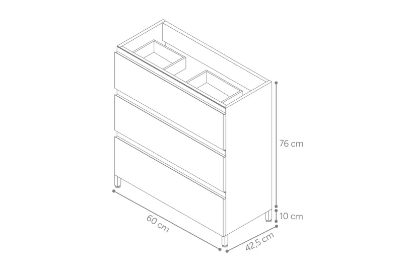 MUEBLE BAÑO 3C-60CM FUSION FAMILY TECH BLANCO BRILLO (lavabo no incluido)