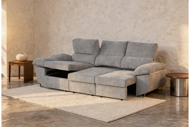 SHAISELONGUE IZDA. CAMA C/ARCÓN ABAD GRIS