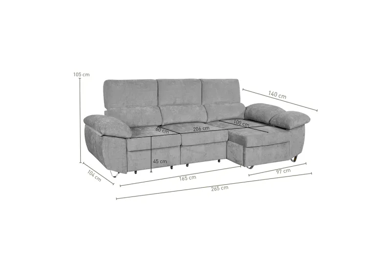 SHAISELONGUE DCHA. CAMA C/ARCÓN ABAD GRIS