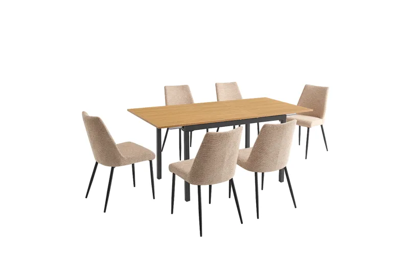 CONJUNTO MESA EXT. CAMDEN + 6 SILLAS MORGAN BEIG