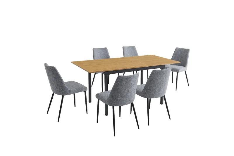 CONJUNTO MESA EXT. CAMDEN + 6 SILLAS MORGAN GRIS