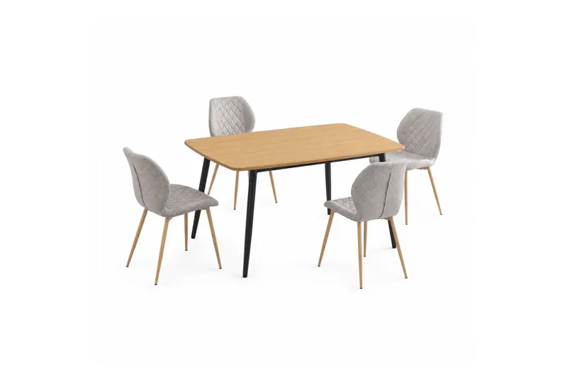 CONJUNTO MESA FIJA HUDSON + 4 SILLAS SELMA BEIG