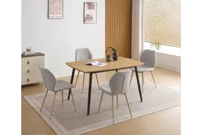 CONJUNTO MESA FIJA HUDSON + 4 SILLAS SELMA BEIG