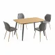 CONJUNTO MESA FIJA HUDSON + 4 SILLAS SELMA GRIS