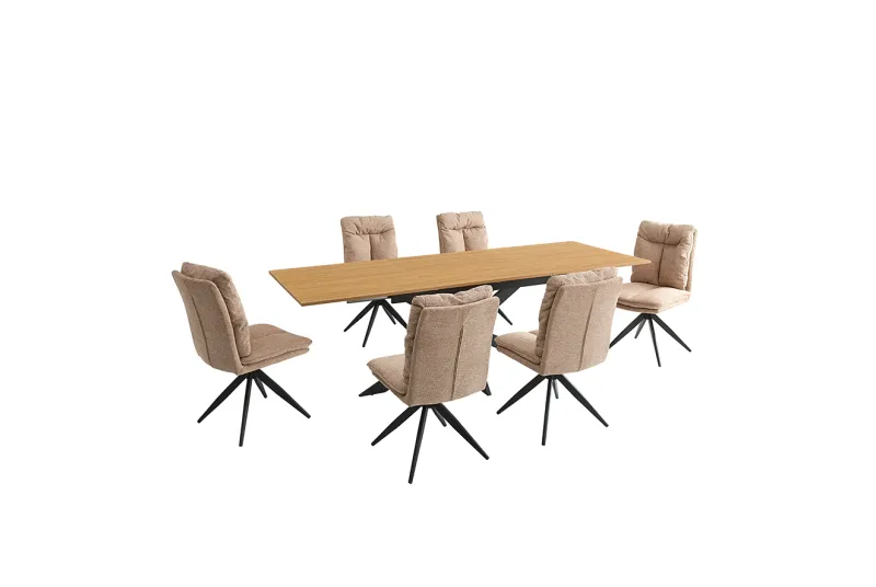 CONJUNTO MESA EXT. KELLER + 6 SILLAS SHELTON BEIG