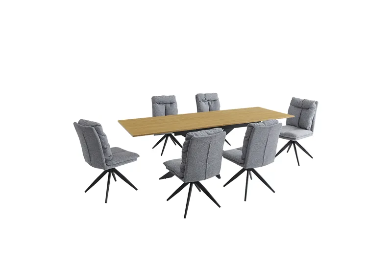 CONJUNTO MESA EXT. KELLER + 6 SILLAS SHELTON GRIS