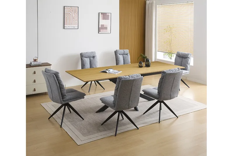 CONJUNTO MESA EXT. KELLER + 6 SILLAS SHELTON GRIS