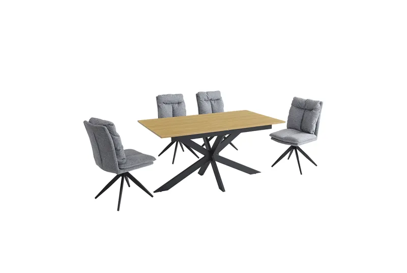 CONJUNTO MESA EXT. KELLER + 4 SILLAS SHELTON GRIS