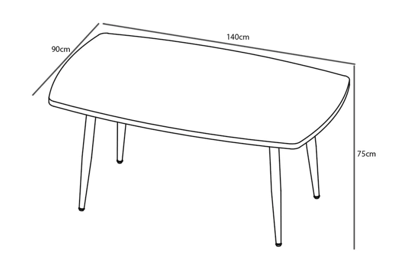 MESA COMEDOR FIJA TAPA MDF HUDSON NEGRO