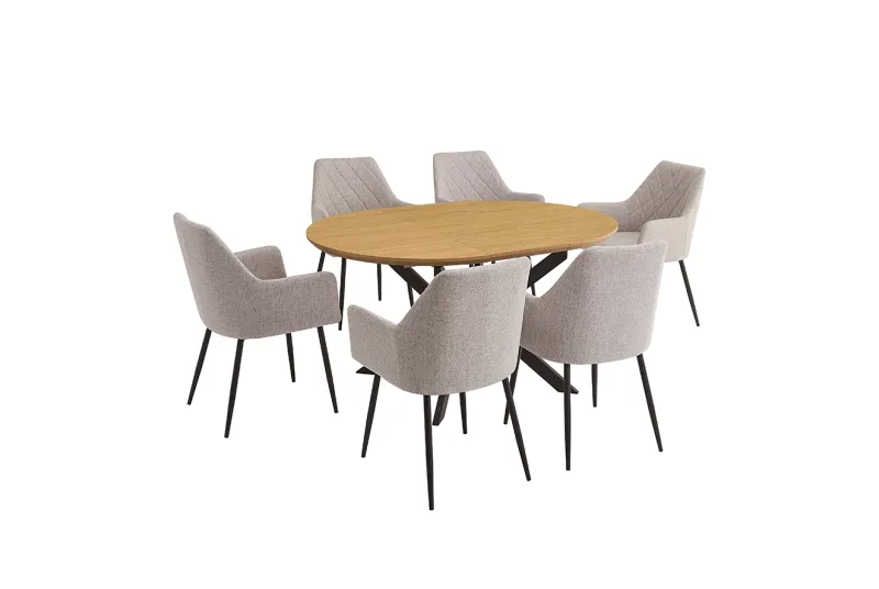 CONJUNTO MESA EXT. WINSOR + 6 SILLONES DEVON BEIG