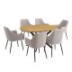 CONJUNTO MESA EXT. WINSOR + 6 SILLONES DEVON BEIG