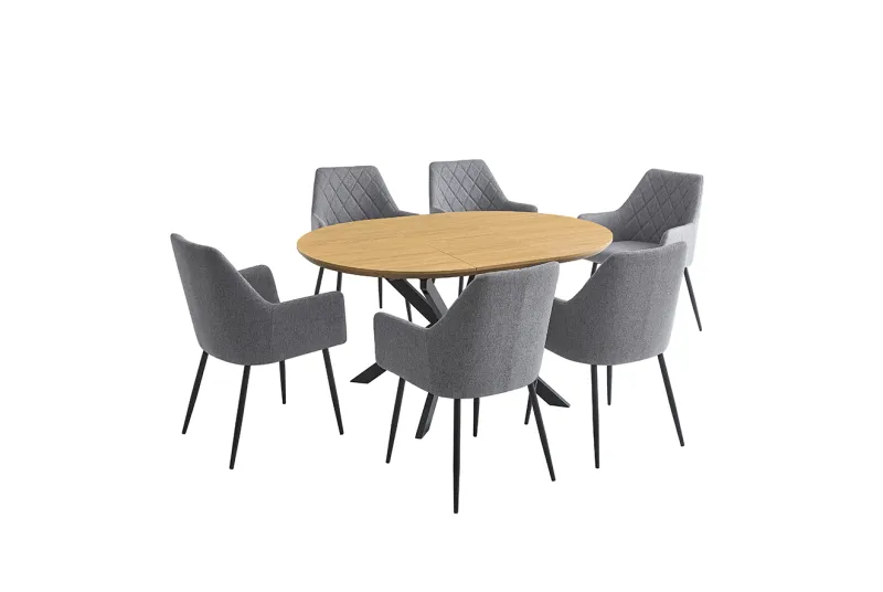 CONJUNTO MESA EXT. WINSOR + 6 SILLONES DEVON GRIS
