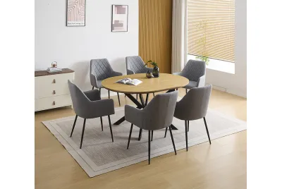 CONJUNTO MESA EXT. WINSOR + 6 SILLONES DEVON GRIS