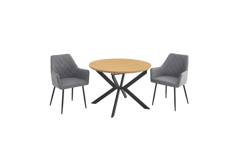 CONJUNTO MESA EXT. WINSOR + 2 SILLONES DEVON GRIS